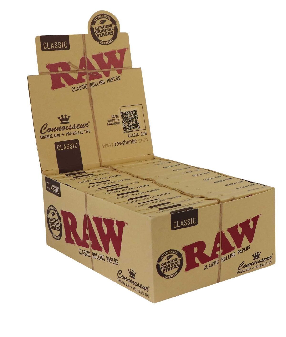 RAW Connoisseur King Size Slim mit vorgerollten Filtern - Box mit 24 Stück